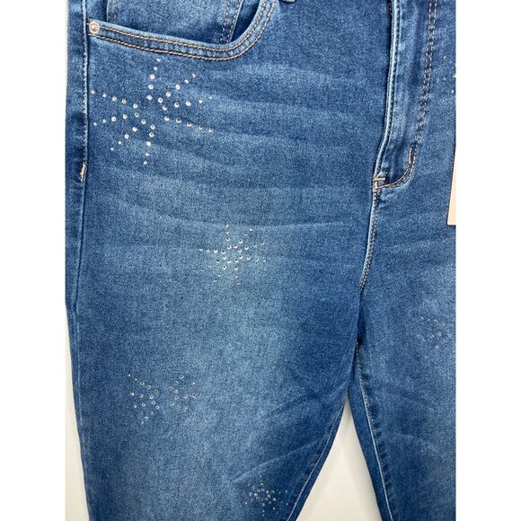 Nanette Belle High Rise Ankle Skinny Jeans Blue With Rhinestone Detail Size 12 - Picture 5 of 16